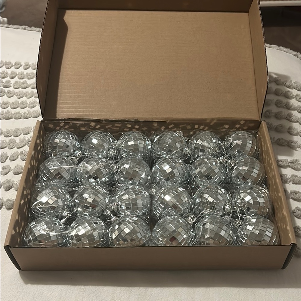 Set of Silver Disco Ball Ornaments